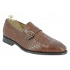 Buckle moccasin Center 51 14097 brown leather crocodile print finish