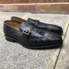 Buckle moccasin Center 51 14097 black leather crocodile print finish