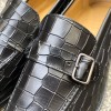 Mocassin à boucle Center 51 14097 cuir noir façon crocodile