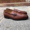 Buckle moccasin Center 51 14097 brown leather crocodile print finish