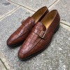 Buckle moccasin Center 51 14097 brown leather crocodile print finish