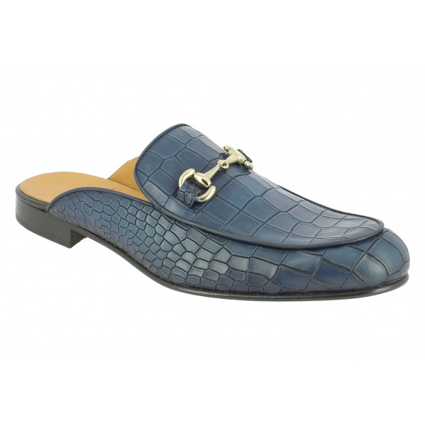 Mule Center 51 cuir marine façon croco