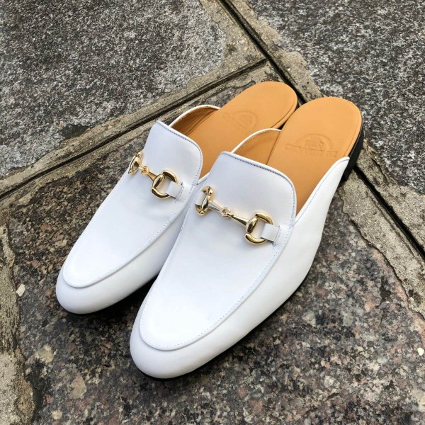 Mule Center 51 cuir blanc