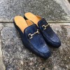 Mule loafer Center 51 navy blue leather croco print finish