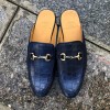 Mule loafer Center 51 navy blue leather croco print finish