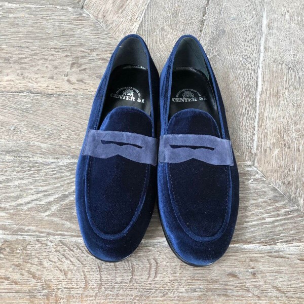 Moccasin shoe Center 51 Sommer blue navy velvet