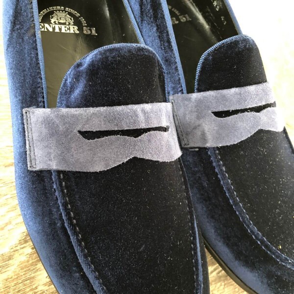 Moccasin shoe Center 51 Sommer blue navy velvet