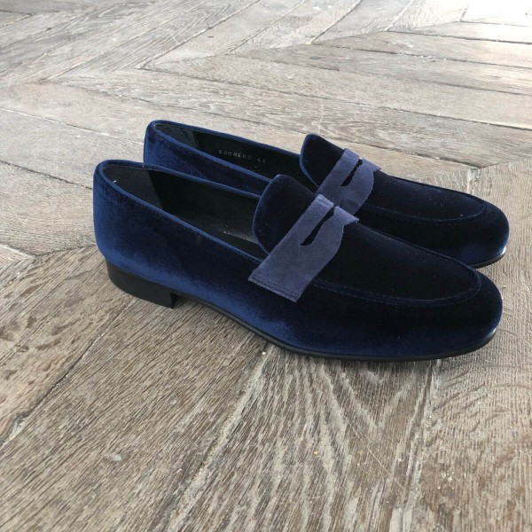 Moccasin shoe Center 51 Sommer blue navy velvet