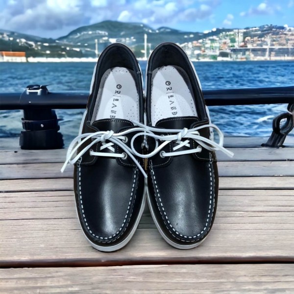 Chaussure bateau Orland 1421 cuir marine